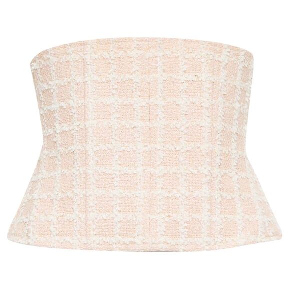 CHANEL Accessories - Chanel checker tweed silk lined boned corset belt